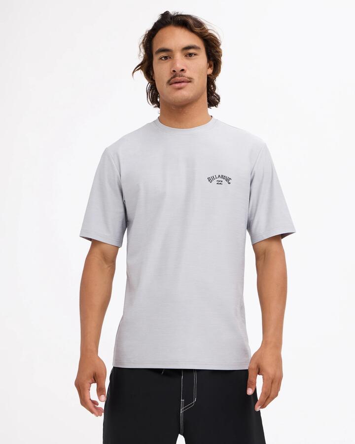 Image of Swimwear. Product name - Billabong Mens Shoreline Upf 50 Rash Vest Light Grey Heather in Light Grey Heather colour by brand - Billabong