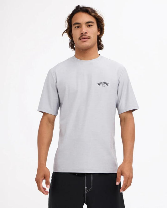 Image of Swimwear. Product name - Billabong Mens Shoreline Upf 50 Rash Vest Light Grey Heather in Light Grey Heather colour by brand - Billabong