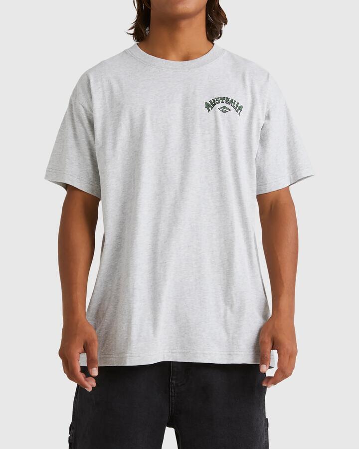 Image of T-Shirts. Product name - Billabong Mens Aus Arch T-Shirt Light Grey Heather in Light Grey Heather colour by brand - Billabong