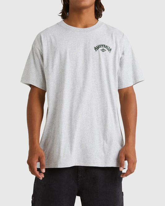 Image of T-Shirts. Product name - Billabong Mens Aus Arch T-Shirt Light Grey Heather in Light Grey Heather colour by brand - Billabong