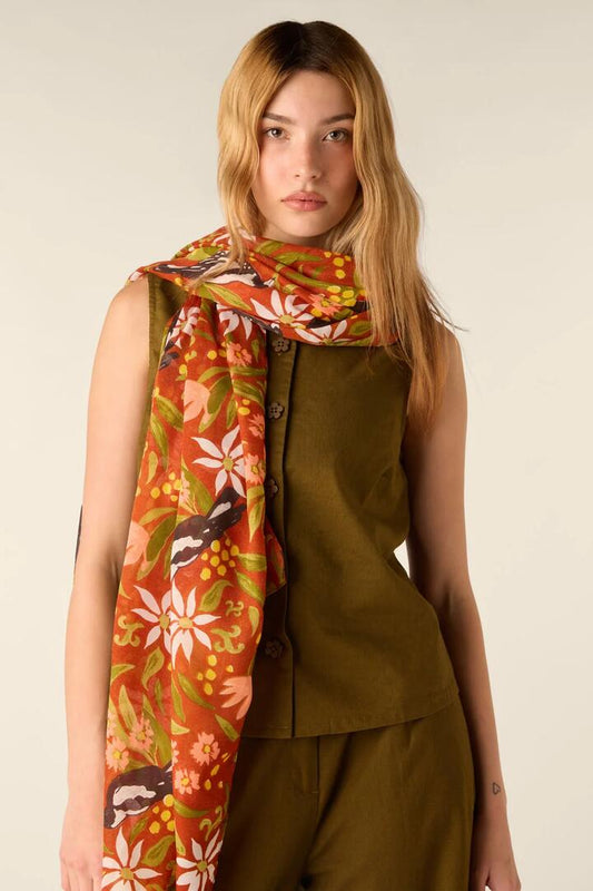 Image of Scarves & Shawls. Product name - Maggie Magpie Soft Scarf in Rust colour by brand - Princess Highway