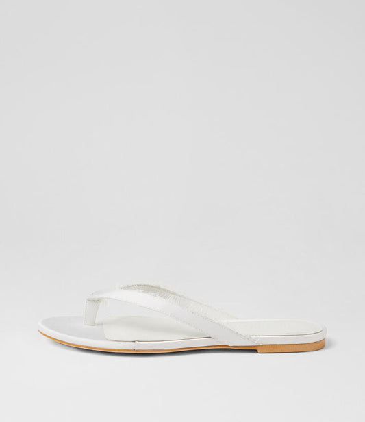 Image of Sandals. Product name - Dinnah White Satin Thongs in White colour by brand - MOLLINI