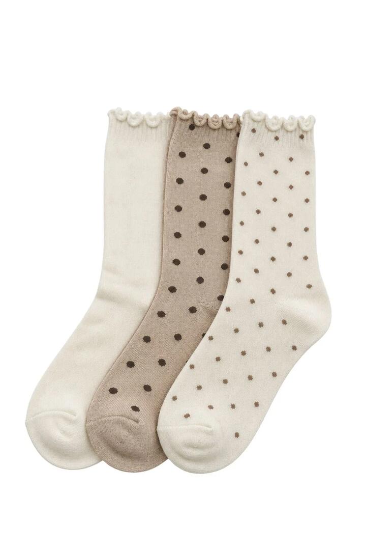 Image of Hair Accessories. Product name - Beige + Ivory 3 Pack Polka Dot Frill Crew Socks in Natural colour by brand - Stories be Told