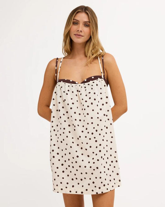 Image of Dresses. Product name - Billabong Womens Hot Shot Mini Dress Salt Crystal in Salt Crystal colour by brand - Billabong