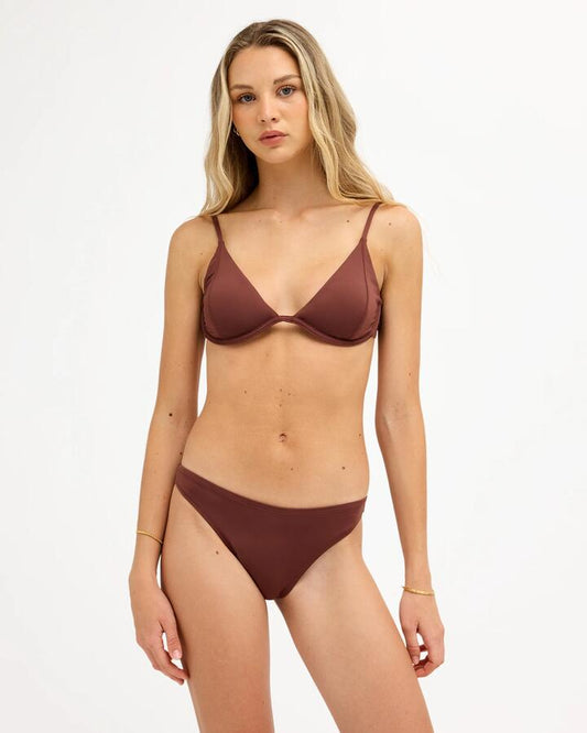 Image of Swimwear. Product name - Roxy Womens Beach Classics Underwire Tri Bikini Top Java in Java colour by brand - Roxy