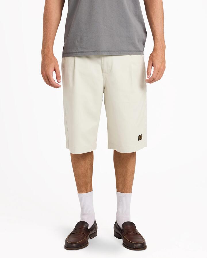 Image of a model wearing Shorts. Product name - RVCA Mens Dayshift Panel Walkshorts Silver Bleach in Silver Bleach colour by brand - RVCA
