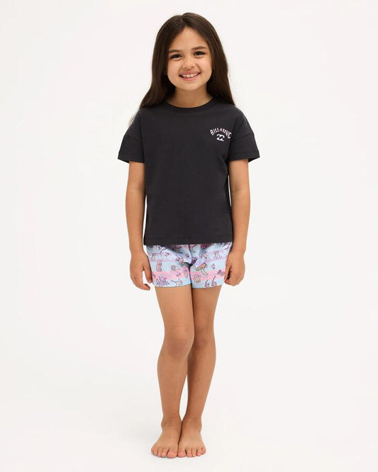 Image of T-Shirts. Product name - Billabong Girls 2-7 Brentos Ocean Playground T-Shirt Off Black in Off Black colour by brand - Billabong