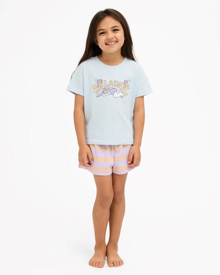 Image of T-Shirts. Product name - Billabong Girls 2-7 Brentos Surfs Up T-Shirt Ice Water in Ice Water colour by brand - Billabong