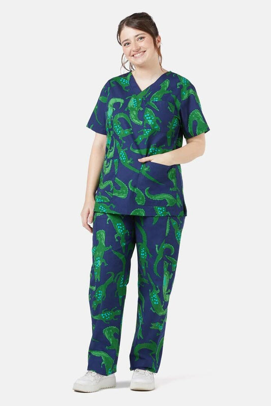 Image of a model wearing Uniforms & Workwear. Product name - Crocs Scrub Set in Print colour by brand - Gorman