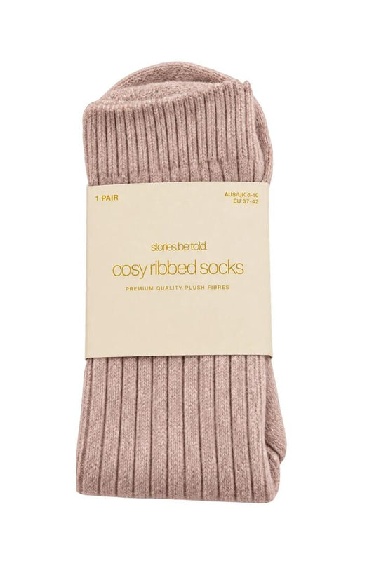 Image of Hair Accessories. Product name - Blush Cosy Ribbed Socks in Pink colour by brand - Stories be Told
