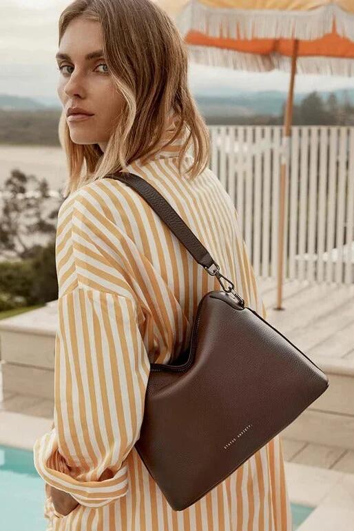 Image of Bags. Product name - By Some Miracle Cocoa Medium Shoulder Bag in Cocoa colour by brand - Status Anxiety