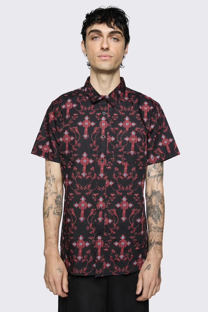 Image of Shirts. Product name - Subreligion Shirt in Black Red colour by brand - Dangerfield