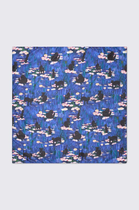 Image of Scarves & Shawls. Product name - Cat Noir Satin Scarf in Blue colour by brand - Dangerfield