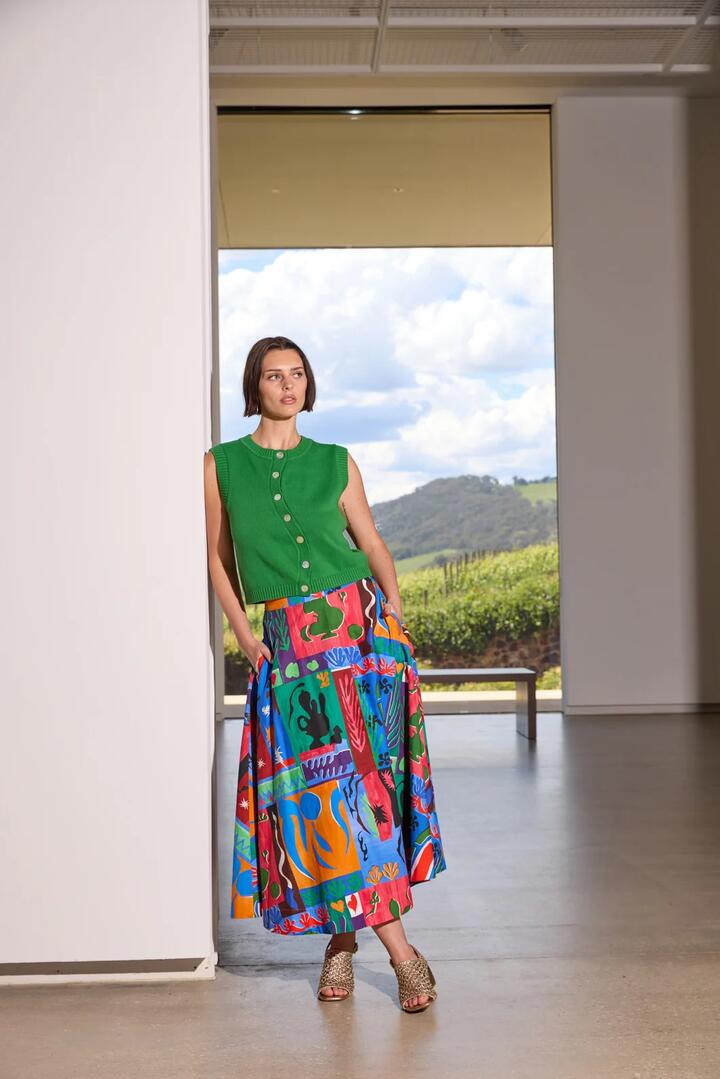 Image of a model wearing Skirts. Product name - Paper Poetry Skirt in Print colour by brand - Gorman