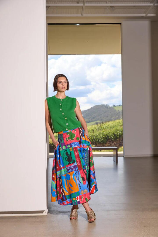 Image of a model wearing Skirts. Product name - Paper Poetry Skirt in Print colour by brand - Gorman