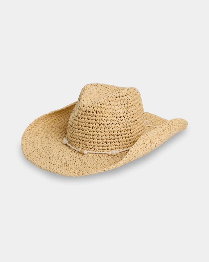 Image of Hats. Product name - Billabong Womens Sahara Muse Straw Cowboy Hat Straw in Straw colour by brand - Billabong