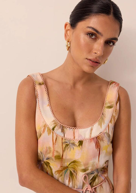 Image of Dresses. Productname: Pink Paradise Midi Dress in Print colour by brand - MOS The Label