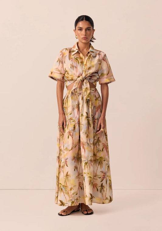 Image of a model wearing Skirts. Productname: Pink Paradise Skirt in Print colour by brand - MOS The Label