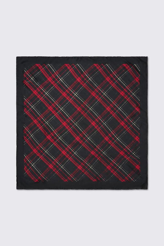 Image of Scarves & Shawls. Product name - Treasured Tartan Satin Scarf in Black colour by brand - Dangerfield