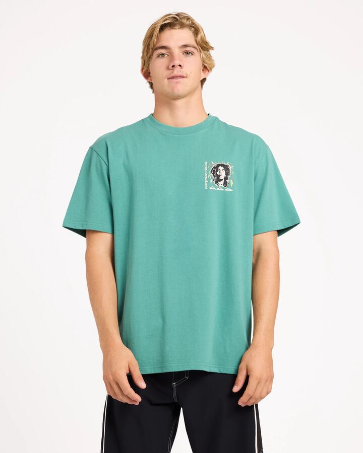Image of T-Shirts. Product name - Quiksilver Mens Bob Marley Warhead T-Shirt Deep Sea in Deep Sea colour by brand - Quiksilver
