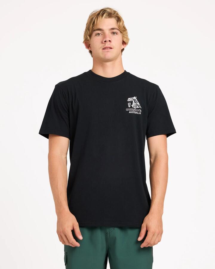 Image of T-Shirts. Product name - Quiksilver Mens Ghetto Pub T-Shirt Black in Black colour by brand - Quiksilver