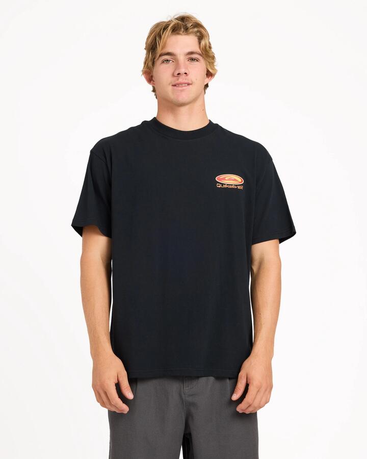 Image of T-Shirts. Product name - Quiksilver Mens Saturn Arch T-Shirt Black in Black colour by brand - Quiksilver