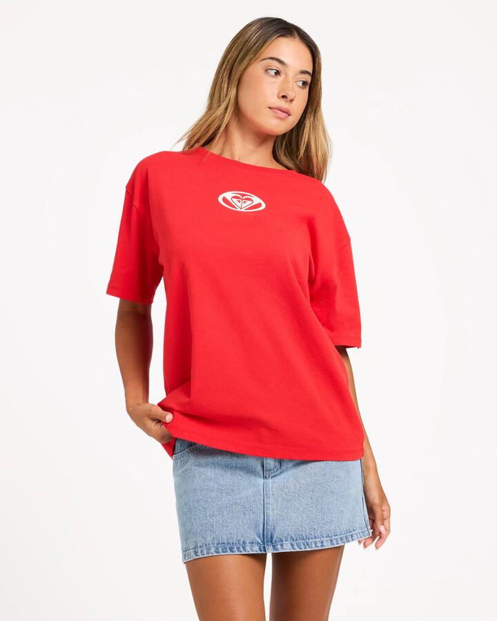 Image of T-Shirts. Product name - Roxy Womens Swell T-Shirt Scarlet in Scarlet colour by brand - Roxy