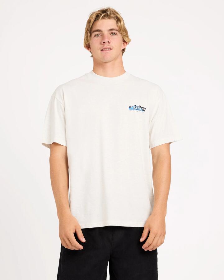 Image of T-Shirts. Product name - Quiksilver Mens Current T-Shirt Snow White Heather in Snow White Heather colour by brand - Quiksilver