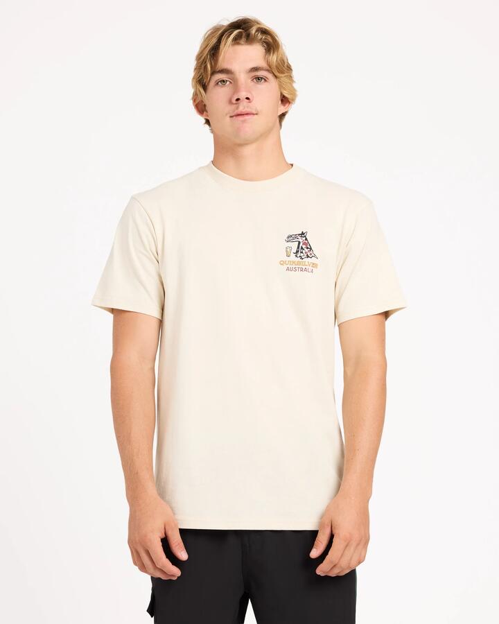 Image of T-Shirts. Product name - Quiksilver Mens Ghetto Pub T-Shirt Snow White in Snow White colour by brand - Quiksilver