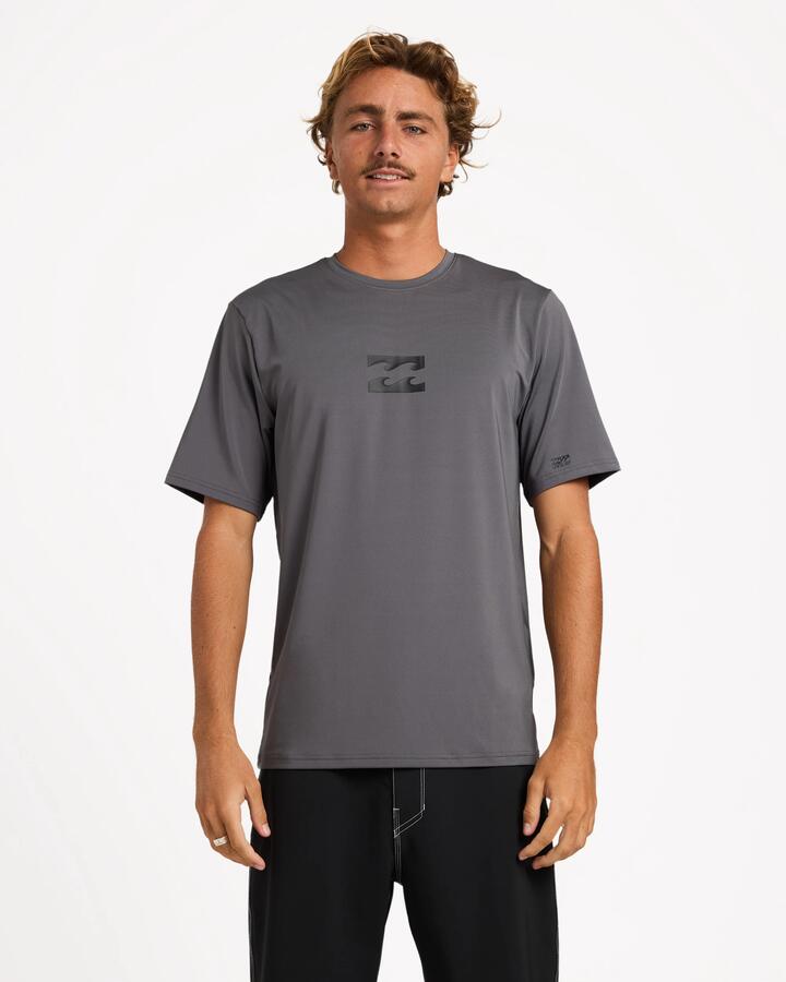 Image of Swimwear. Product name - Billabong Mens All Day Wave Rash Vest Pewter in Pewter colour by brand - Billabong