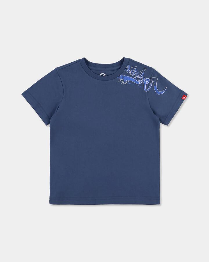 Image of T-Shirts. Product name - Quiksilver Boys 2-7 Yg Scrawled T-Shirt Dark Denim in Dark Denim colour by brand - Quiksilver