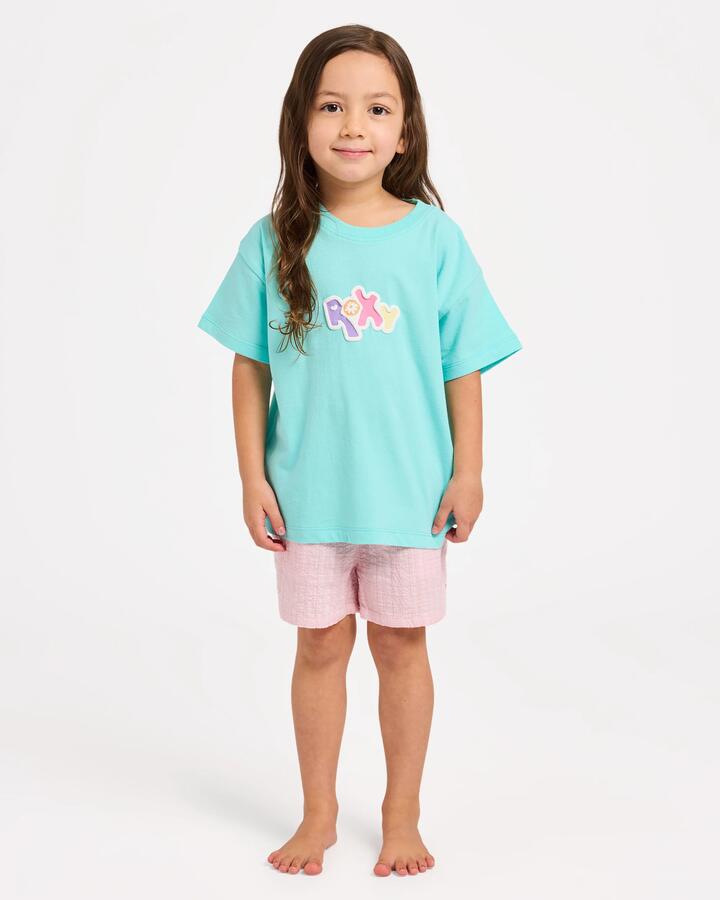Image of T-Shirts. Product name - Roxy Girls 2-7 Coastal Clash T-Shirt Aruba Blue in Aruba Blue colour by brand - Roxy