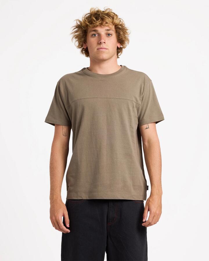 Image of T-Shirts. Product name - RVCA Mens Dayshift Workshop T-Shirt Mushroom in Mushroom colour by brand - RVCA