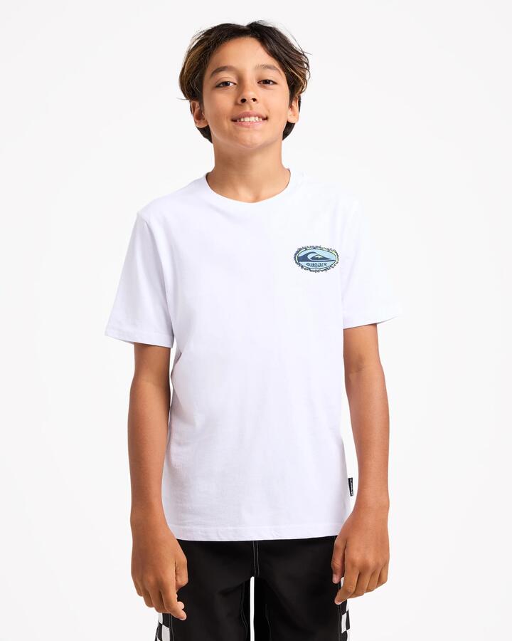 Image of T-Shirts. Product name - Quiksilver Boys 8-16 Spark T-Shirt White in White colour by brand - Quiksilver