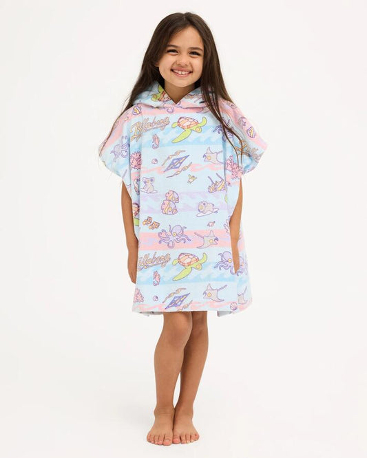 Image of Towels. Product name - Billabong Girls 2-7 Brentos Ocean Playground Hooded Towel Ice Water in Ice Water colour by brand - Billabong