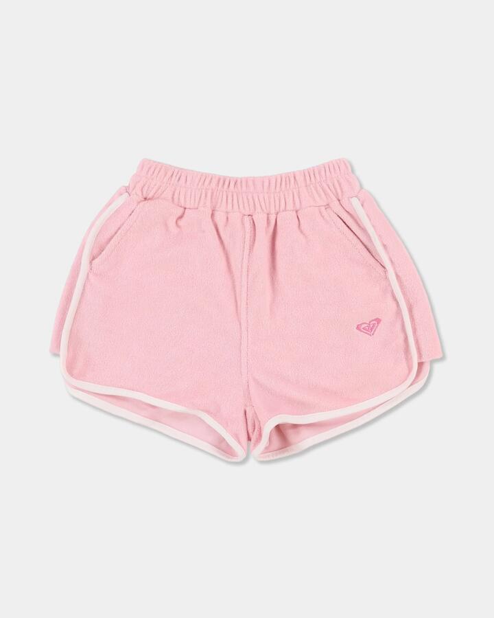 Image of a model wearing Shorts. Product name - Roxy Girls 2-7 Sea Scallop Shorts Prism Pink in Prism Pink colour by brand - Roxy