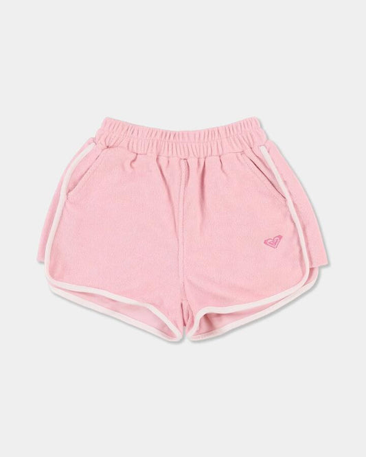 Image of a model wearing Shorts. Product name - Roxy Girls 2-7 Sea Scallop Shorts Prism Pink in Prism Pink colour by brand - Roxy