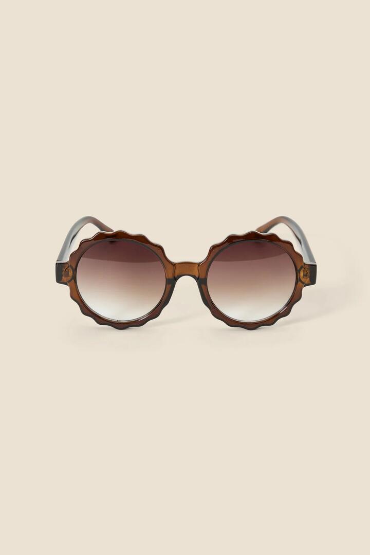 Image of Sunglasses. Product name - Tan Scallop Rim Sunglasses in Tan colour by brand - Princess Highway