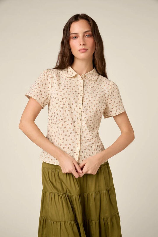Image of Blouses. Product name - Spring Ditsy Cotton Blouse in Cream/Rose colour by brand - Princess Highway