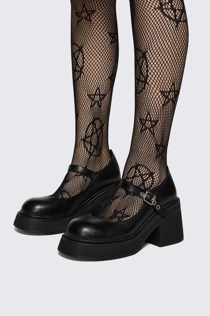 Image of Flats. Product name - Mary Jane Shoe in Black colour by brand - Dangerfield