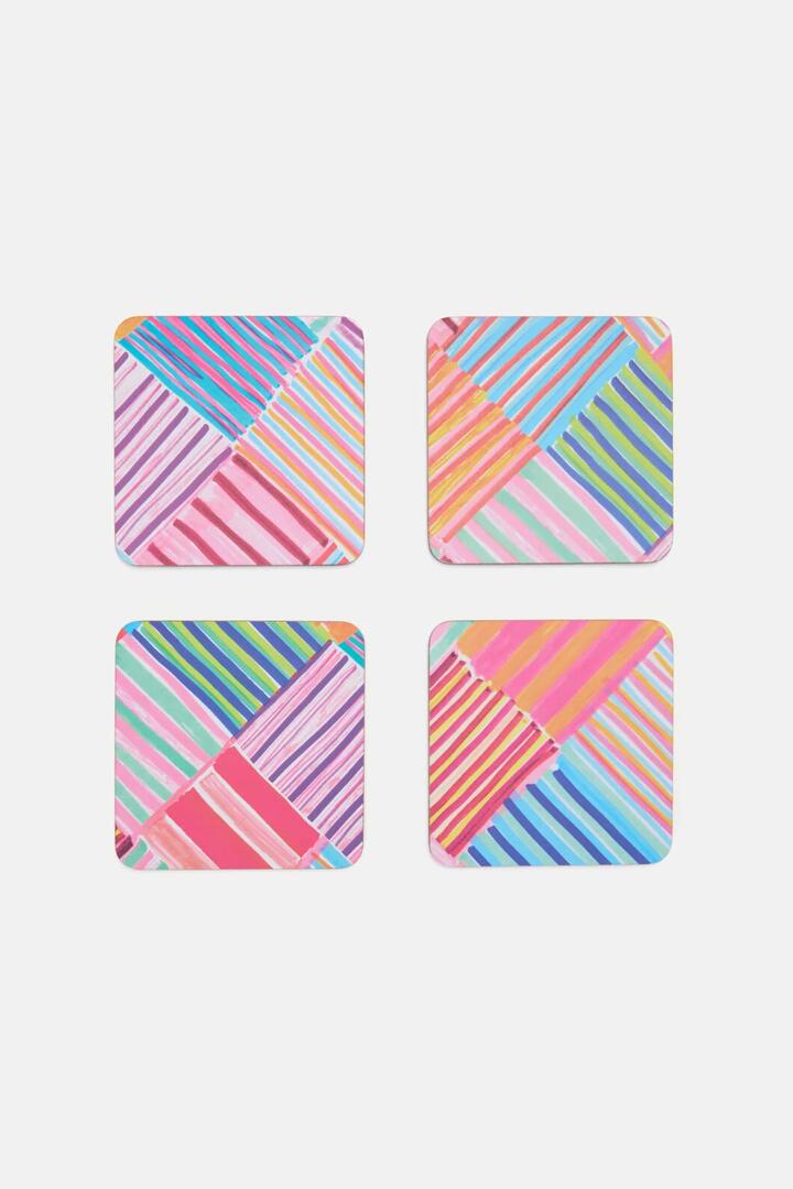 Image of Others. Product name - Candy Check Coaster Set 4 in Print colour by brand - Gorman
