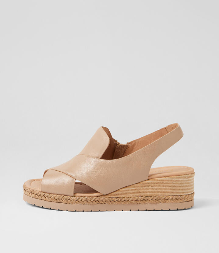 Image of Boots. Product name - Ilta Cafe Leather Wedges in Cafe colour by brand - MIDAS