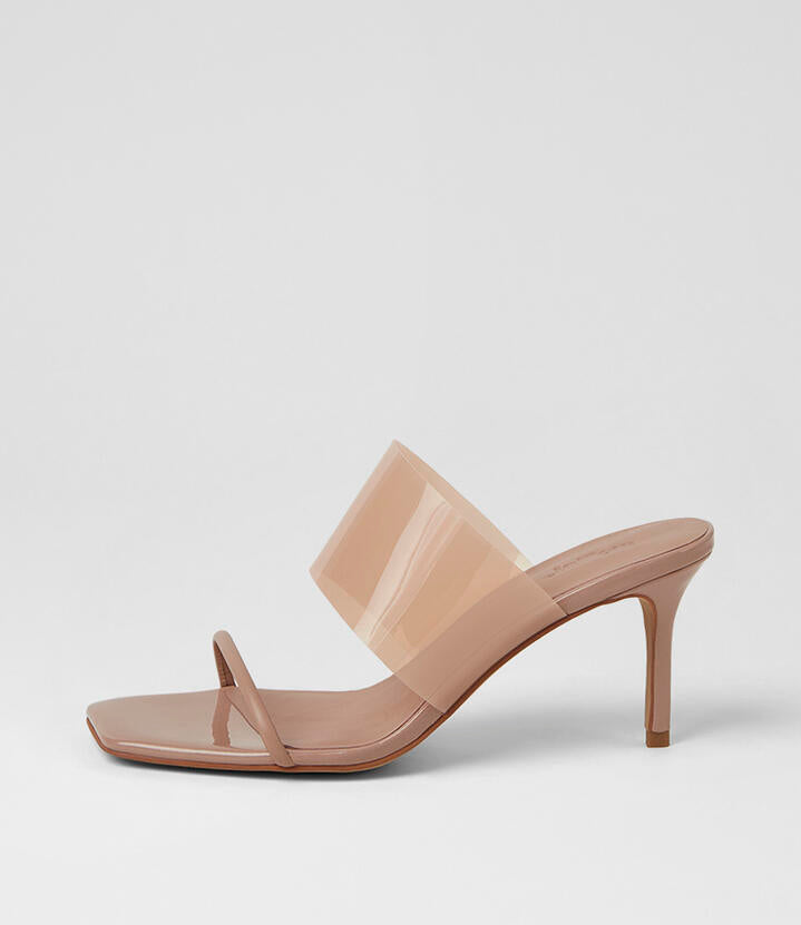 Image of Sandals. Product name - Patone Blush Patent Vinylite Sandals in Blush colour by brand - MOLLINI