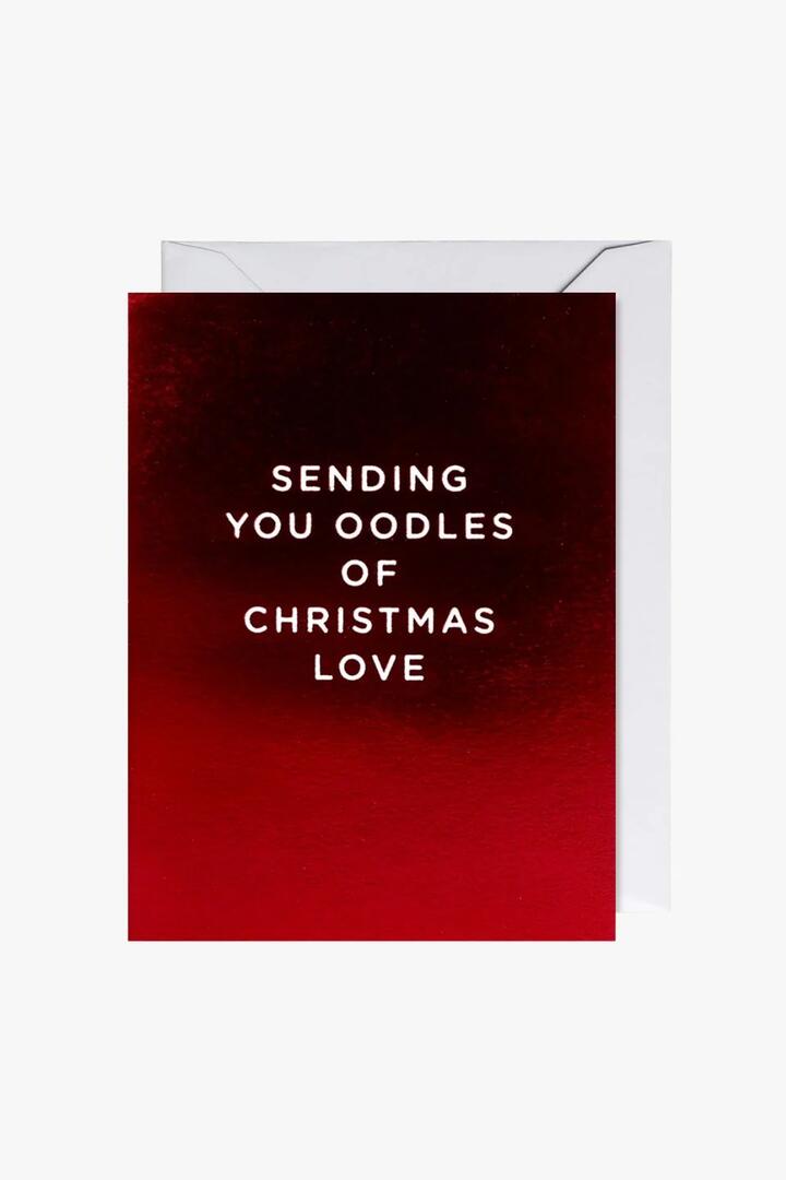 Image of Greeting Cards. Product name - Sending you Oodles of Christmas Love Red Mini Greeting Card in Red colour by brand - Oxted