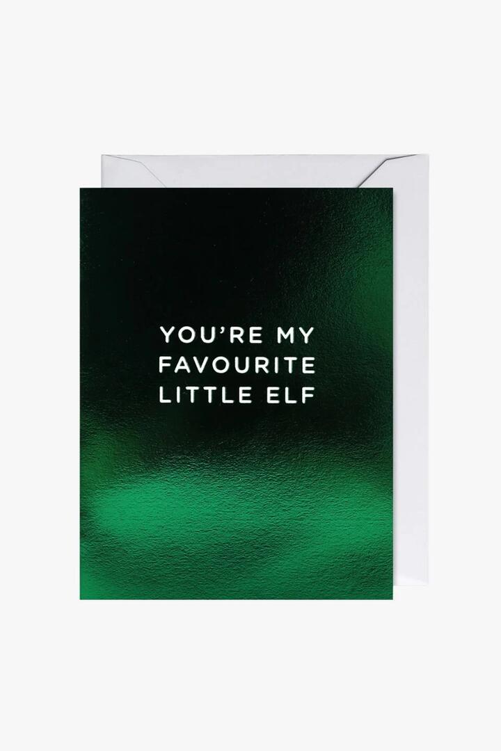 Image of Others. Product name - You're My Favourite Little Elf Green Mini Christmas Card in Green colour by brand - Oxted