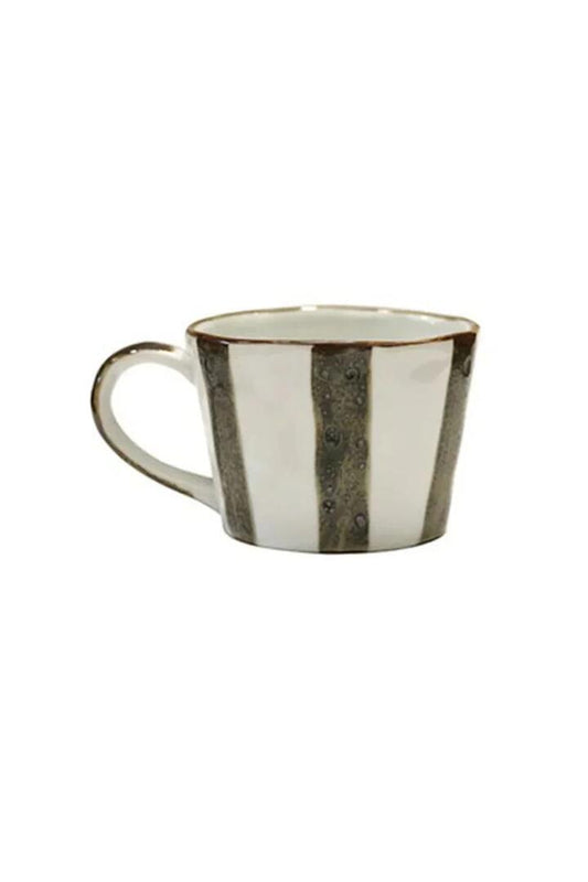 Image of Kitchen & Dining. Product name - Zanzibar Striped Brown and White Mug in White colour by brand - CC Interiors