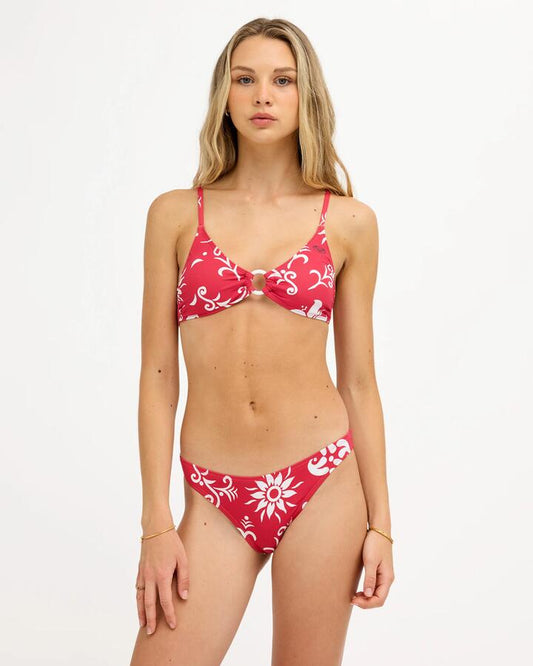 Image of Swimwear. Product name - Roxy Womens Sugar Loaf Mod Bikini Bottom Scarlet in Scarlet colour by brand - Roxy