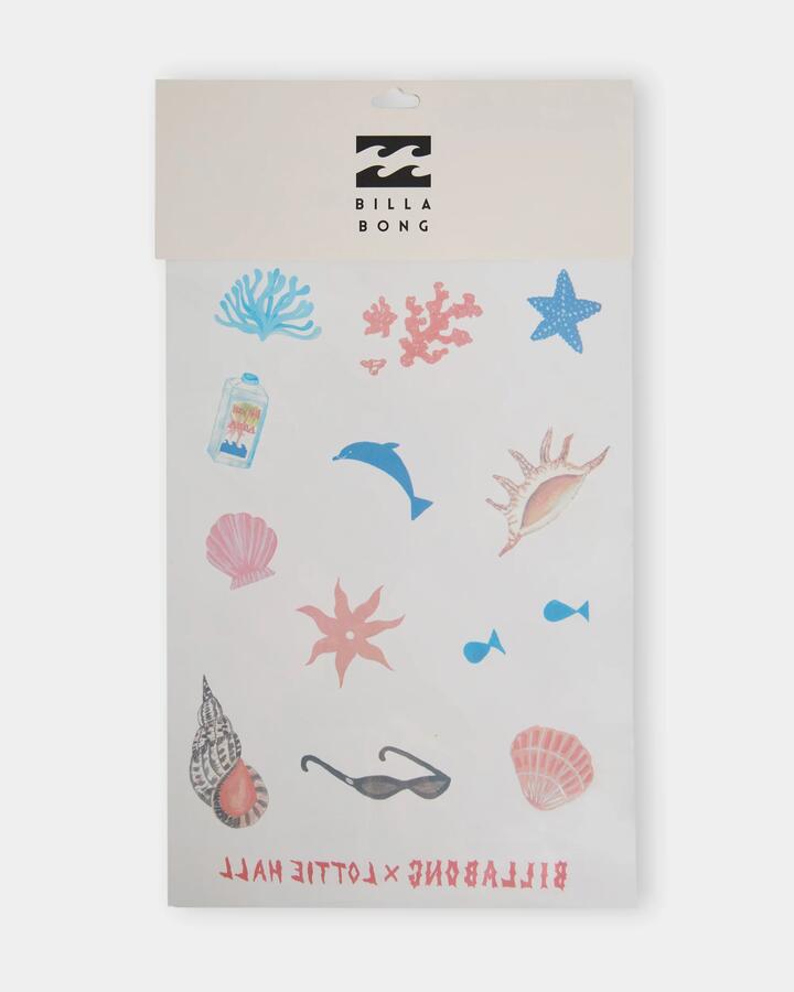 Image of Accessories. Product name - Billabong Womens Lottie Hall Temporary Tattoo Stickers Multi in Multi colour by brand - Billabong