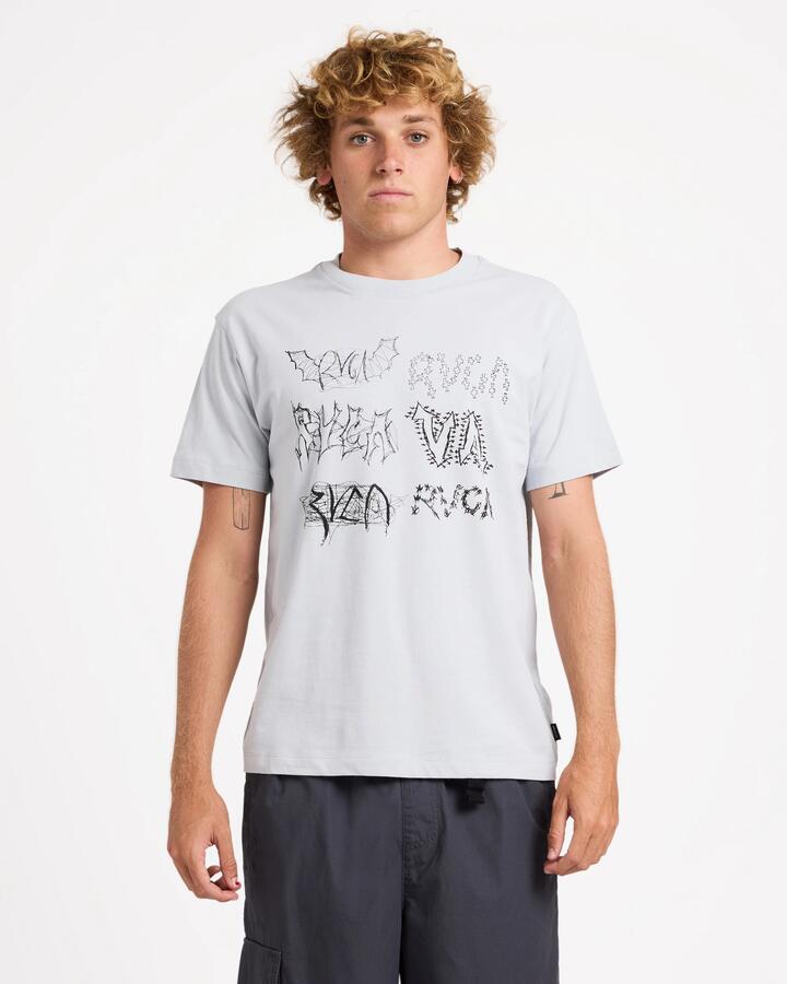 Image of T-Shirts. Product name - RVCA Mens Scribble T-Shirt Sky Blue in Sky Blue colour by brand - RVCA