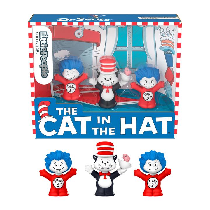 Image of Action Figures. Product name - Little People Collector Dr. Seuss The Cat in the Hat Special Edition Set for Fans, 3 Figures in colour by brand - Little People Collector